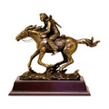Cowboy Antique Brass Figurine - 11" W x 10" H